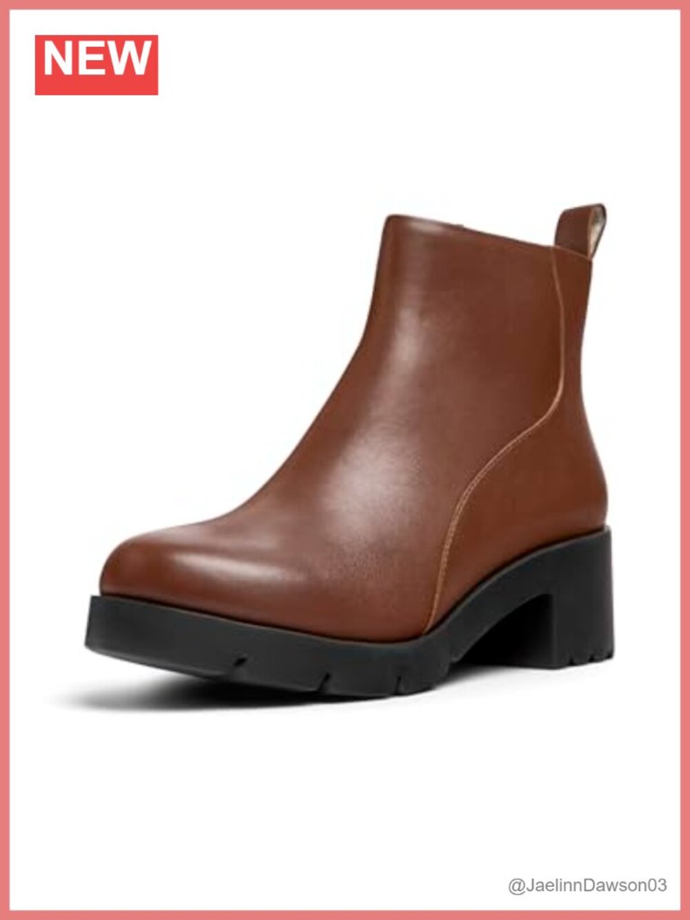 Camper Women's Leather Ankle Bootie Block Heel Zip Casual